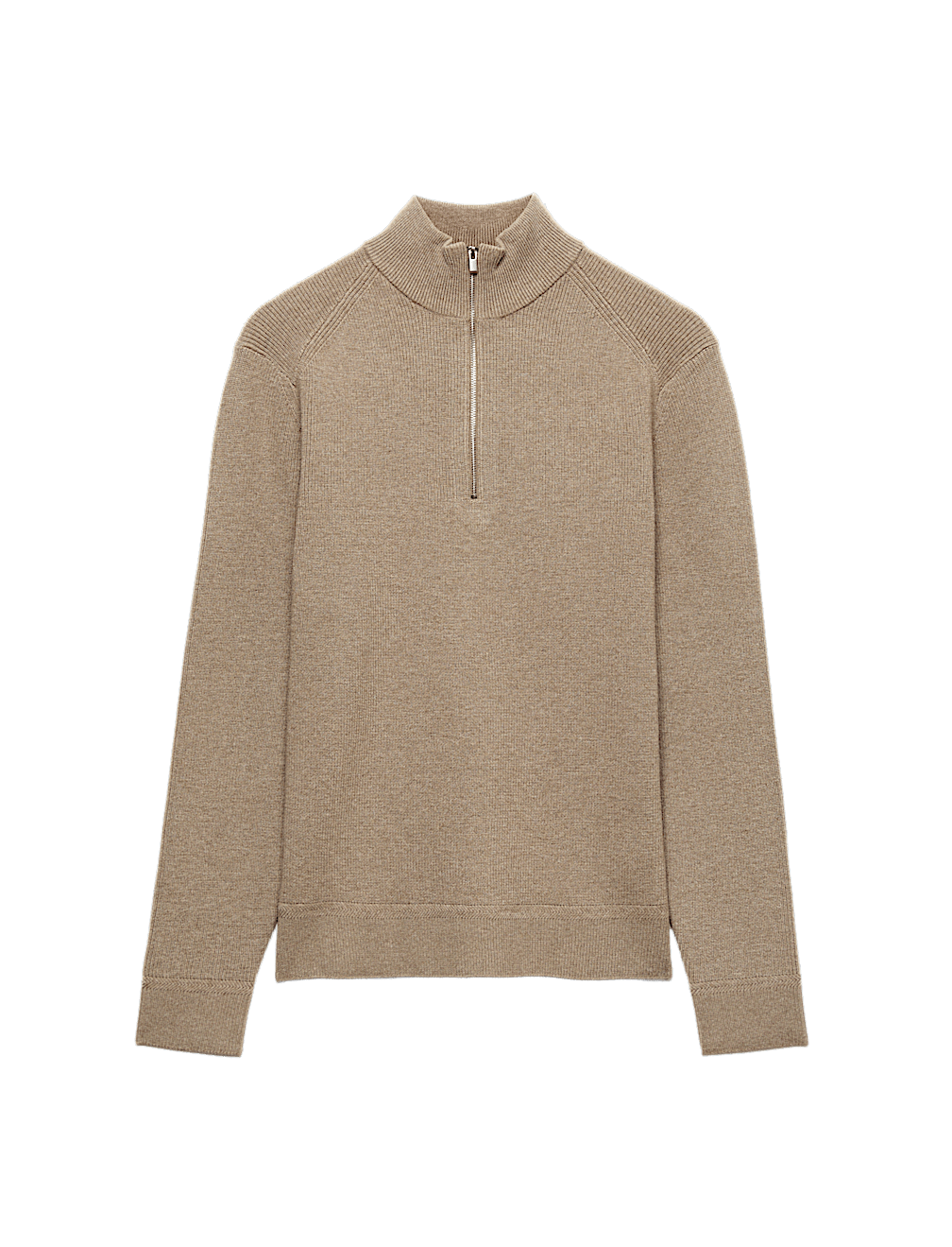 Cotton Blend Ribbed Half Zip Jumper