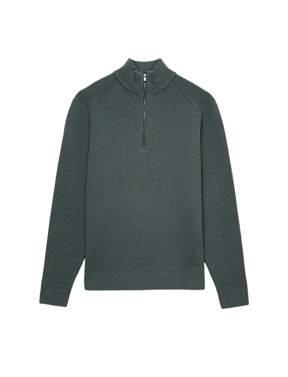 Cotton Blend Ribbed Half Zip Jumper