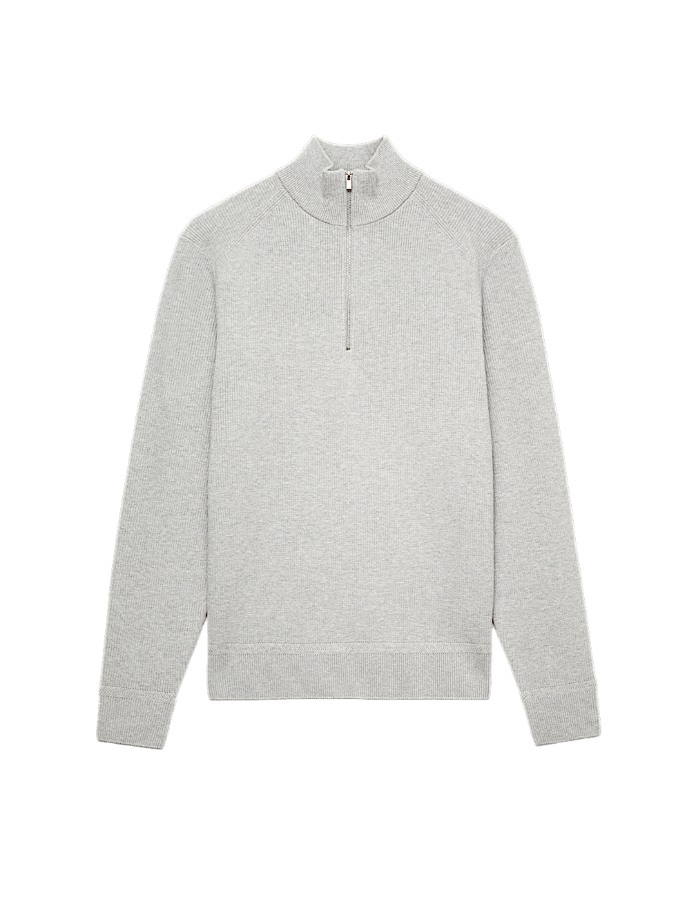 Cotton Blend Ribbed Half Zip Jumper