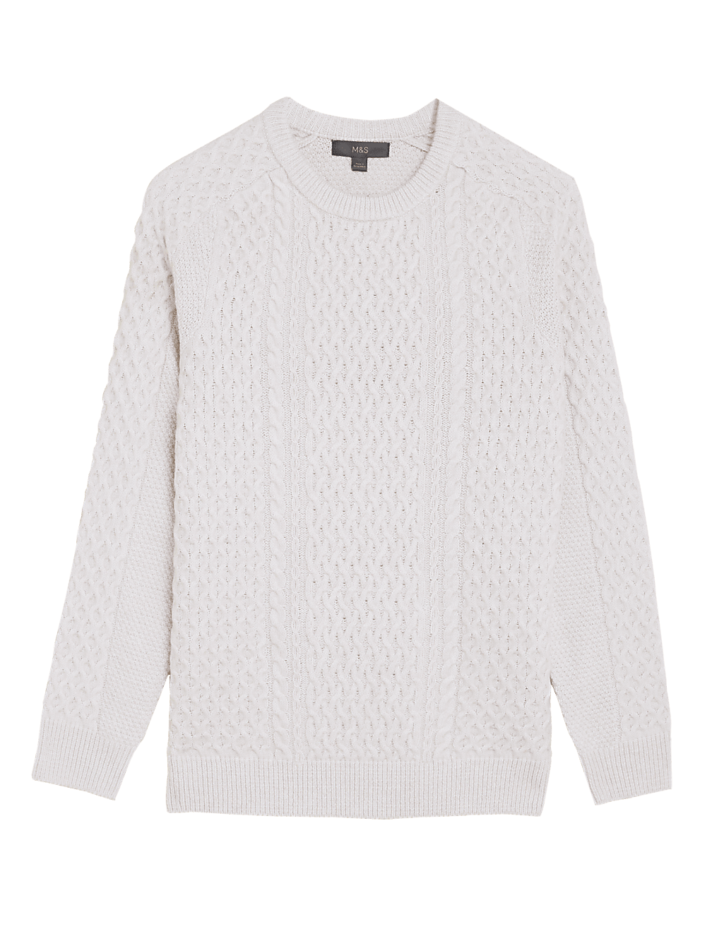 Cable Crew Neck Jumper With Wool