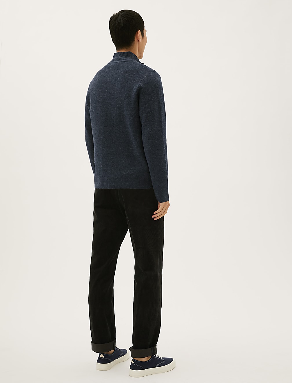 Cotton Blend Ribbed Zip Up Knitted Jacket