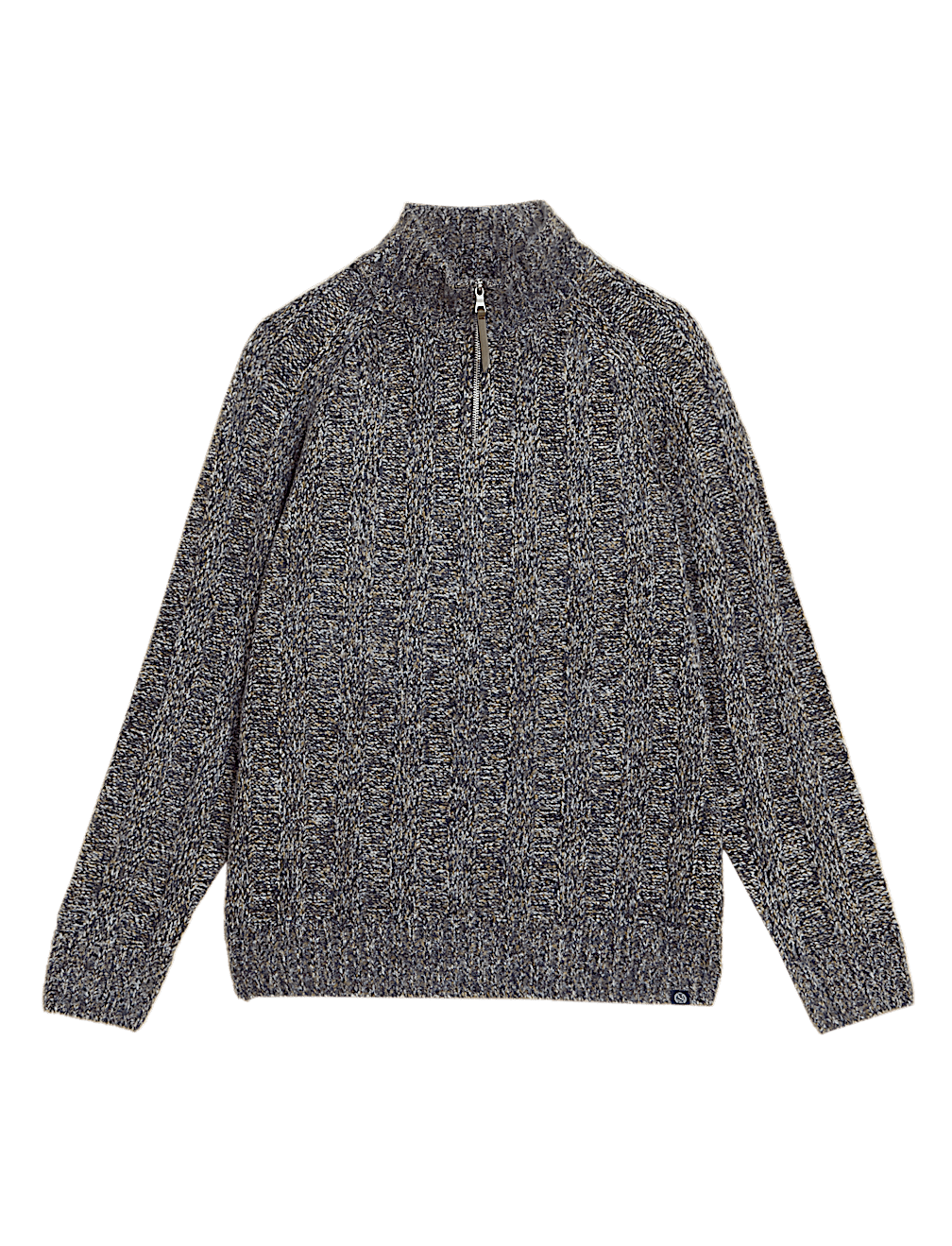 Ribbed High Neck Half Zip Jumper