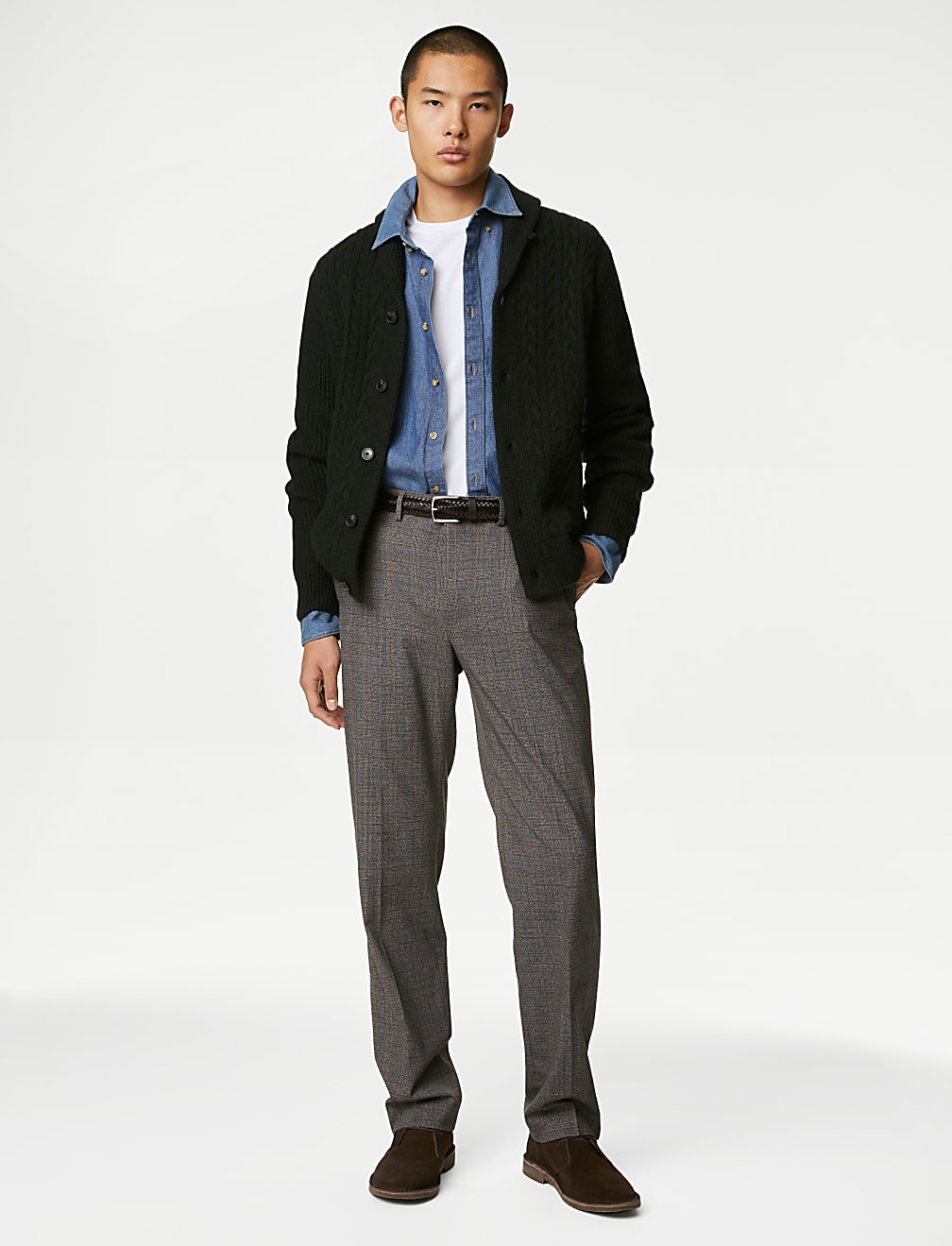 Cable Shawl Collar Cardigan