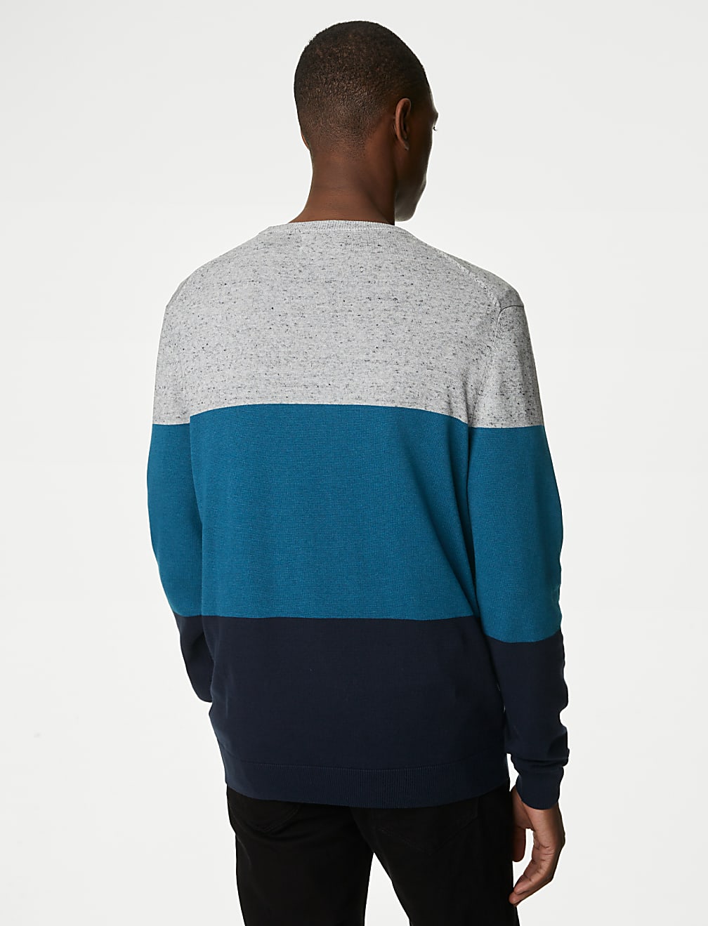 Pure Cotton Colorblocked Round Neck Jumper