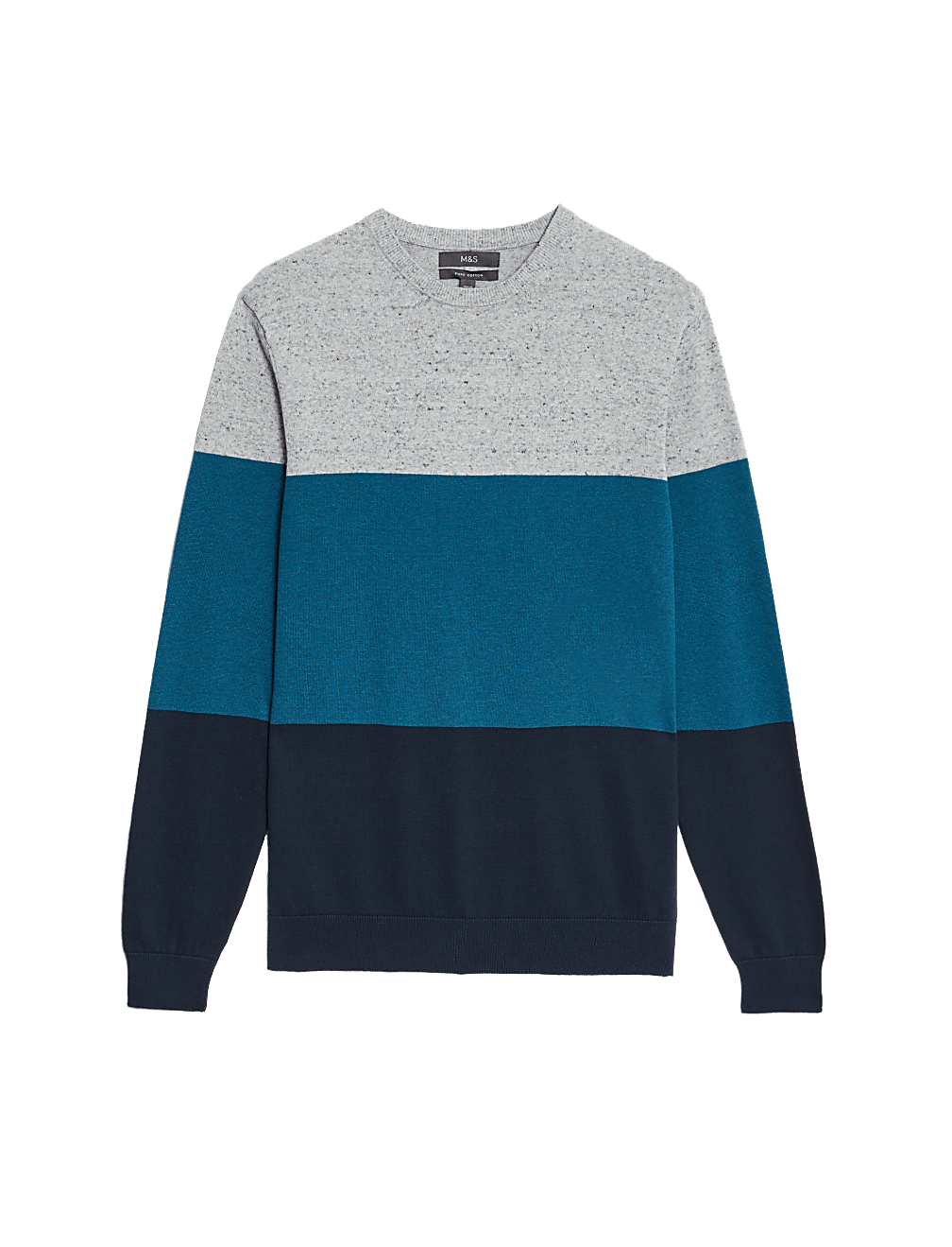 Pure Cotton Colorblocked Round Neck Jumper