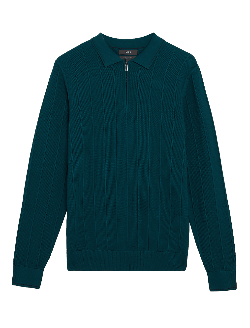 Cotton Modal Textured Knitted Polo Shirt