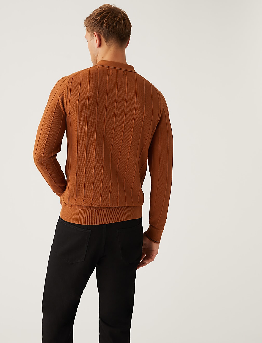 Cotton Modal Textured Knitted Polo Shirt