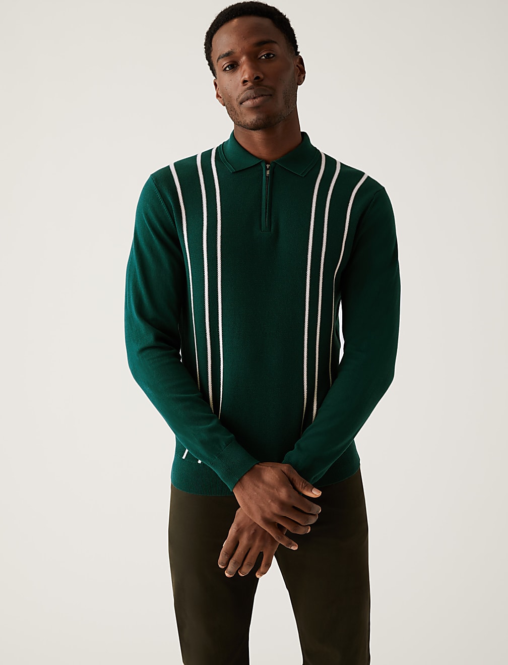 Cotton Rich Textured Knitted Polo Shirt
