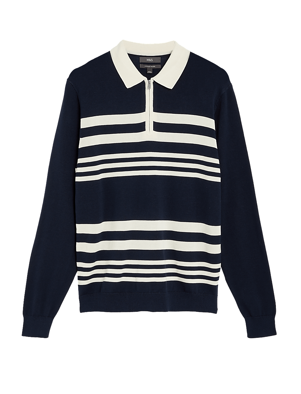 Cotton Modal Striped Knitted Polo Shirt