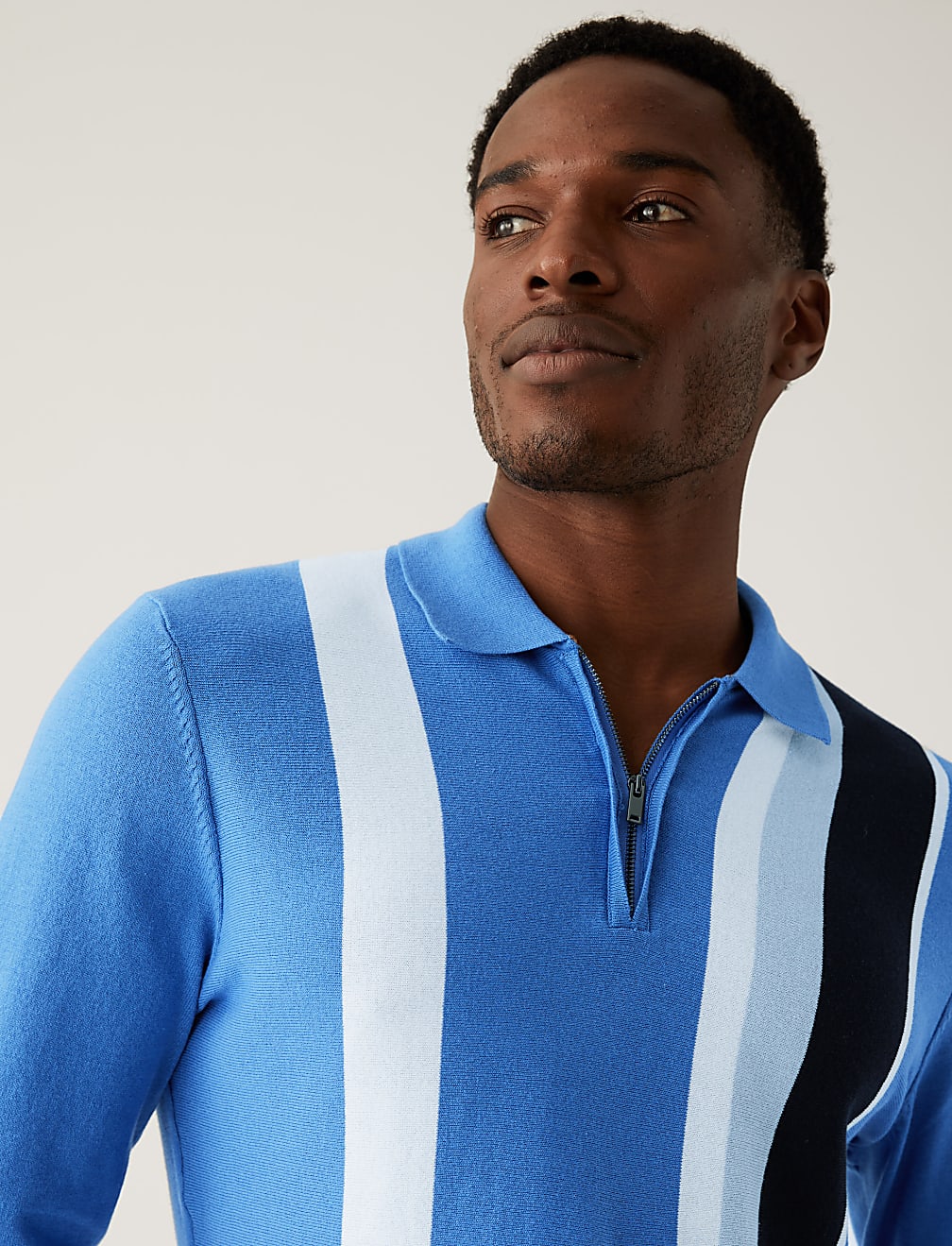 Cotton Rich Striped Knitted Polo Shirt