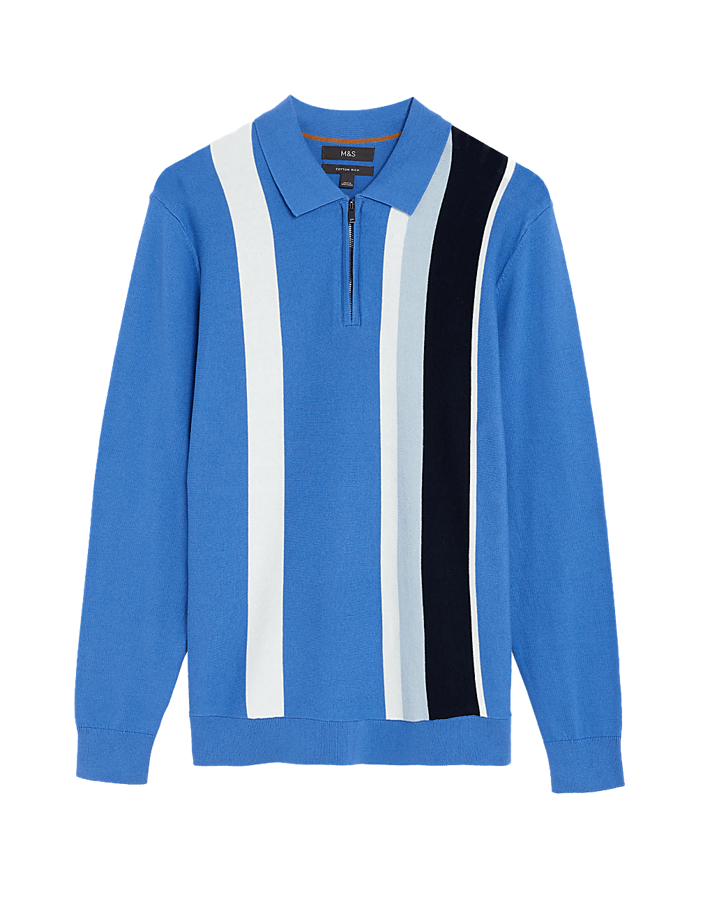 Cotton Rich Striped Knitted Polo Shirt