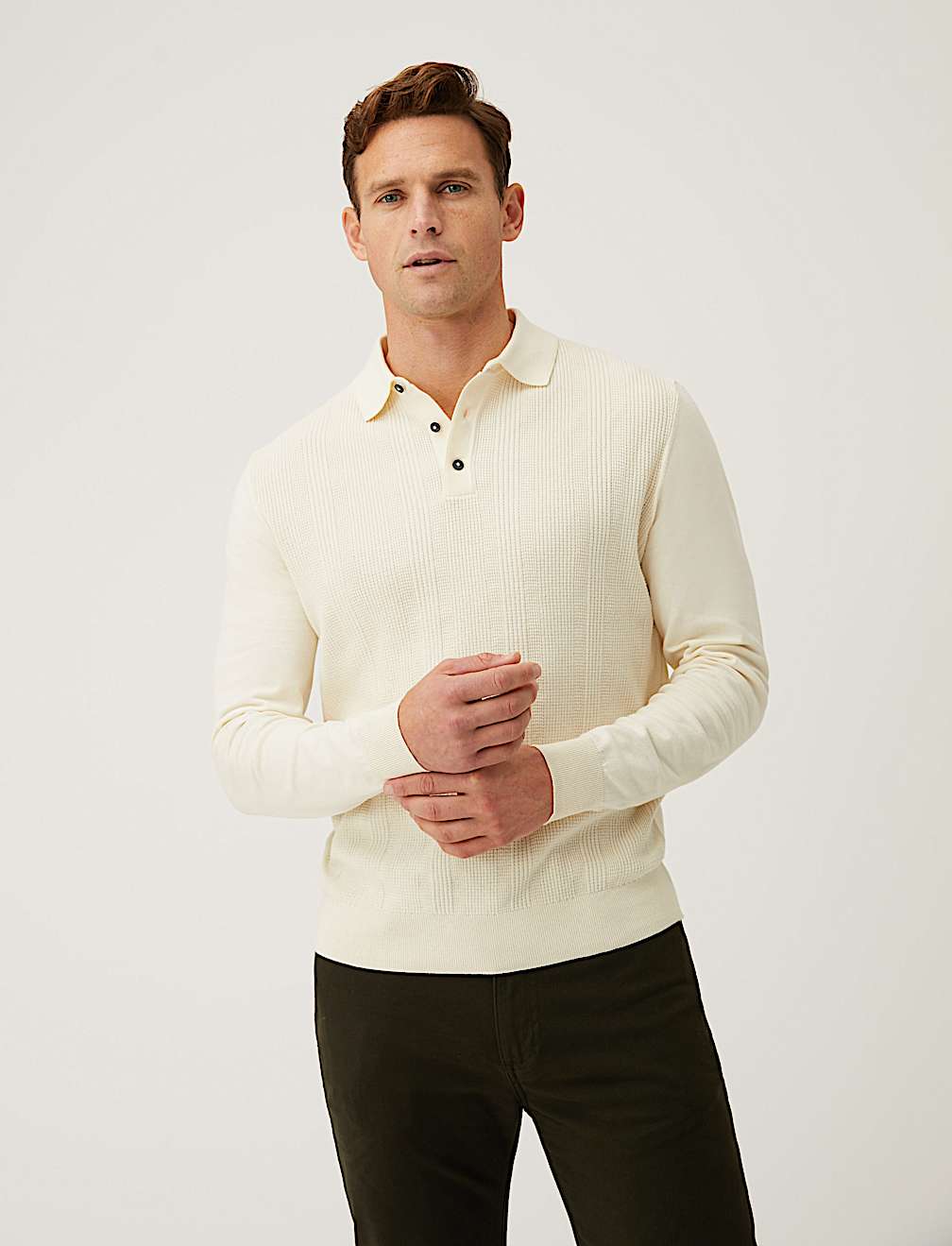 Cotton Rich Textured Knitted Polo Shirt