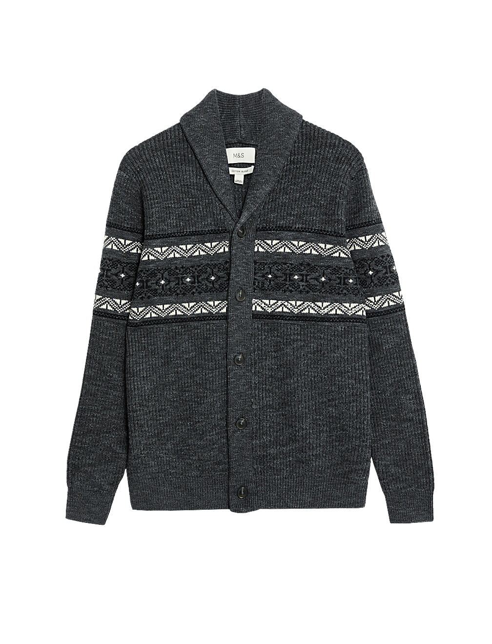 Cotton Blend Fair Isle Cardigan