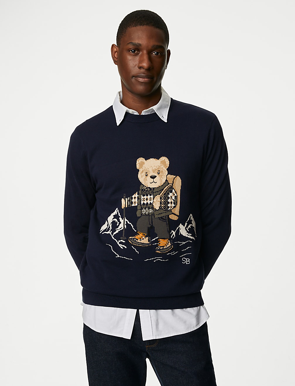 Pure Cotton Spencer Bear™ Ski Scene Jumper