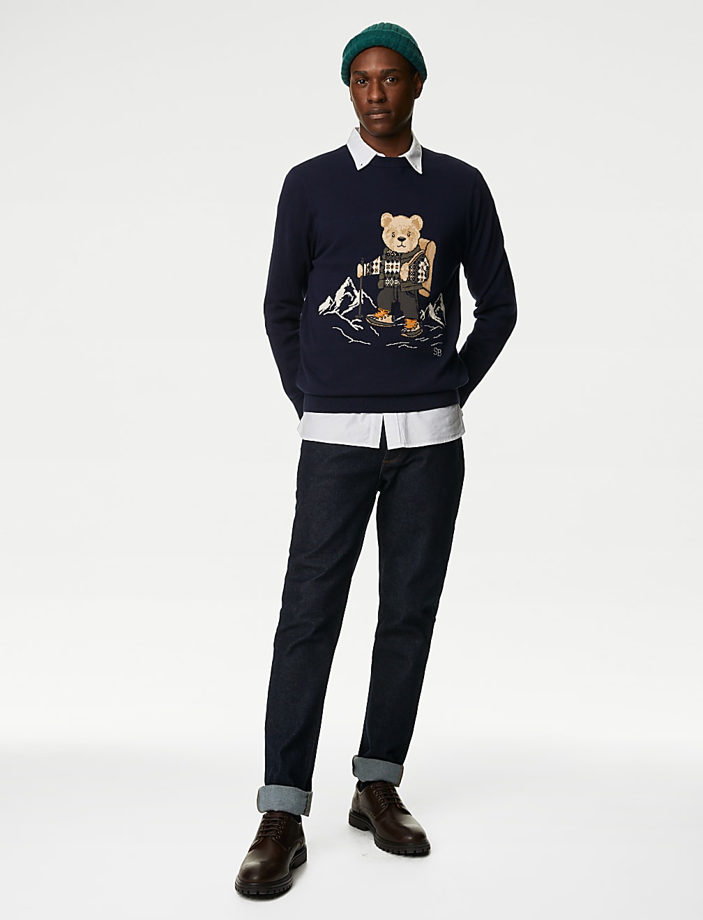 Pure Cotton Spencer Bear™ Ski Scene Jumper