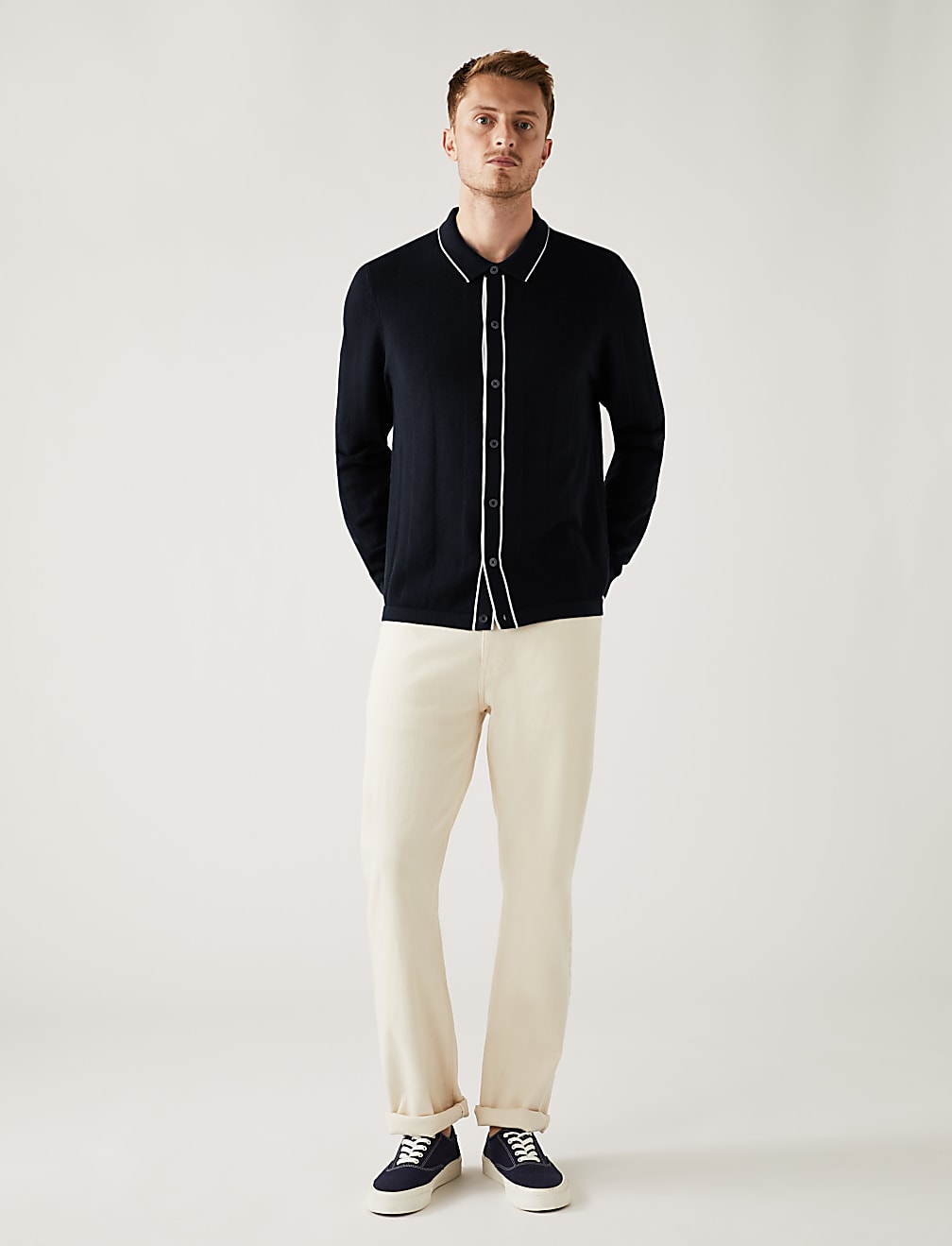 Cotton Rich Textured Knitted Polo Shirt