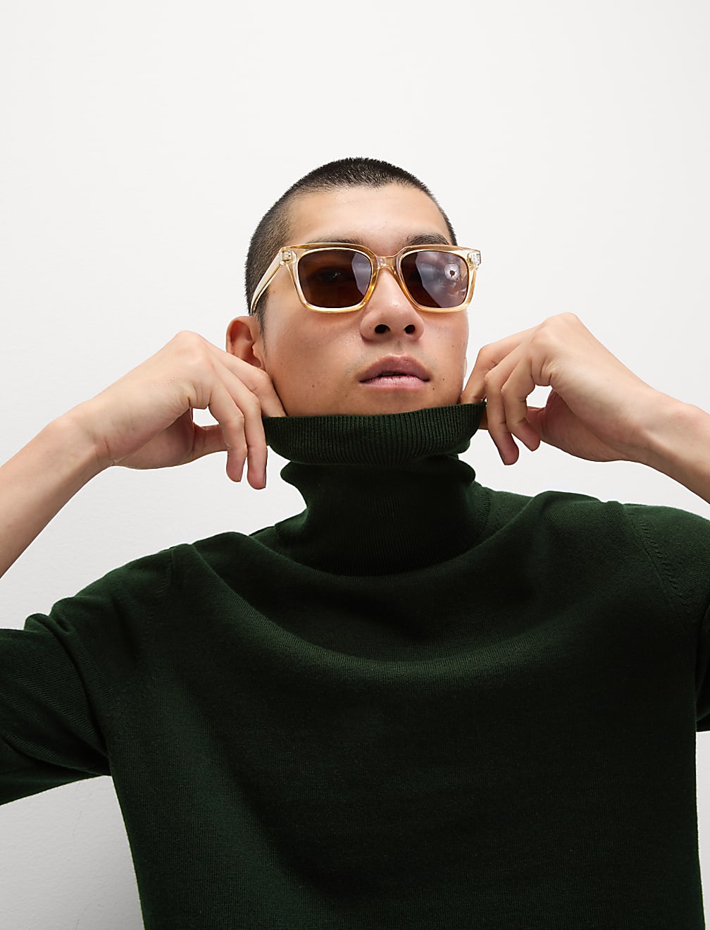 Cotton Rich Roll Neck Jumper with Wool