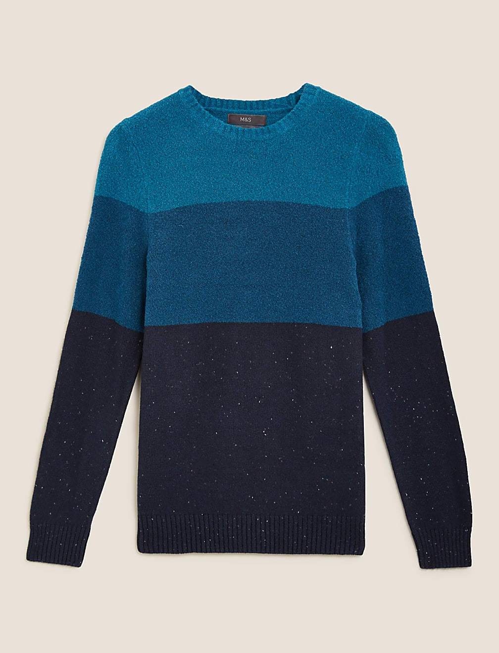 Cotton Block Stripe Crew Neck Jumper