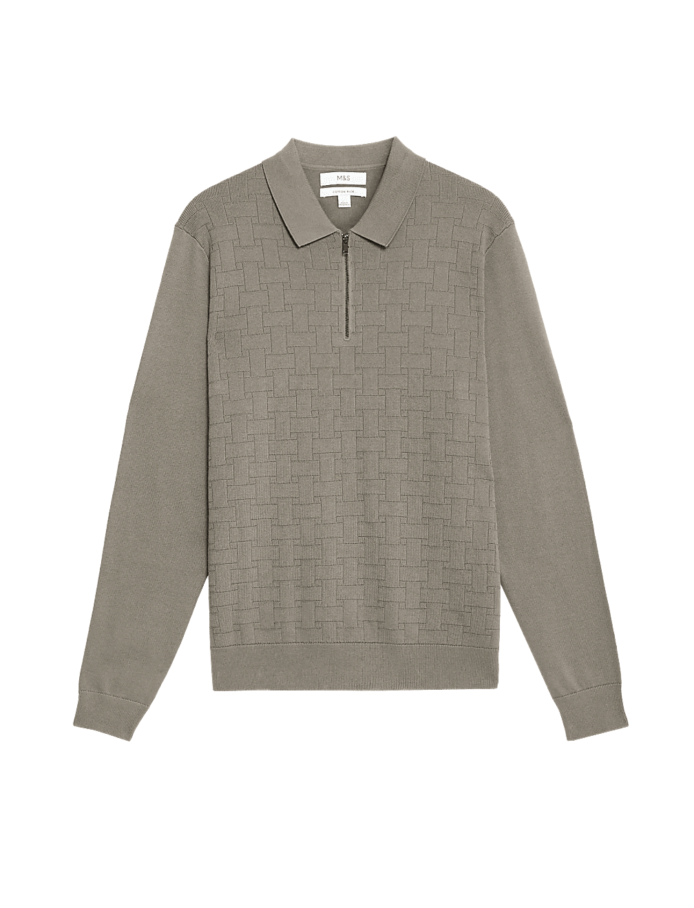 Pure Cotton Textured Knitted Polo Shirt