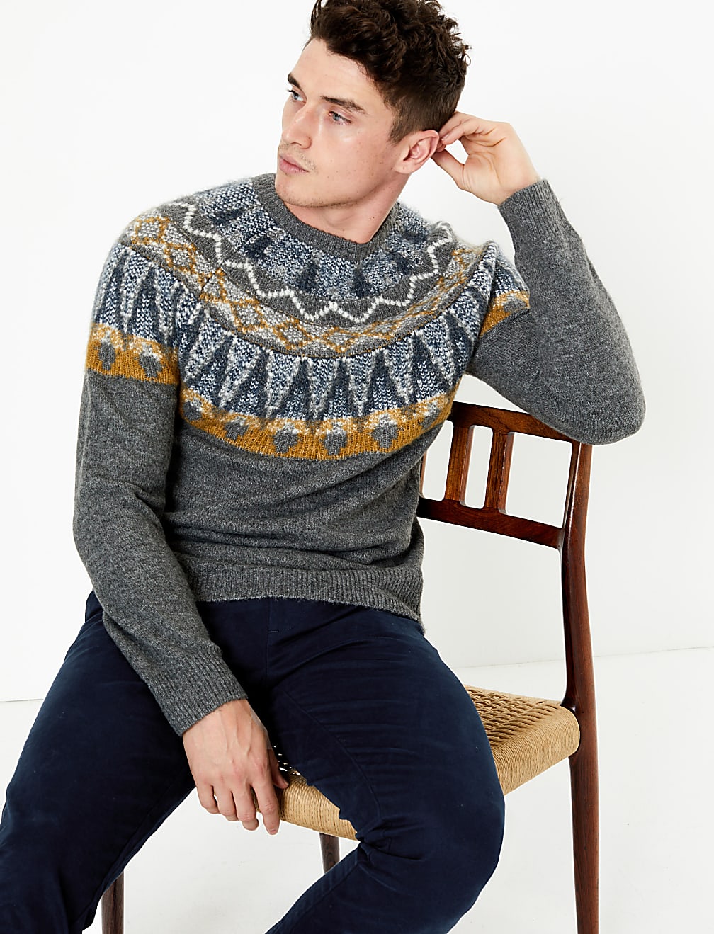 Fair Isle Design Crew Neck Jumper
