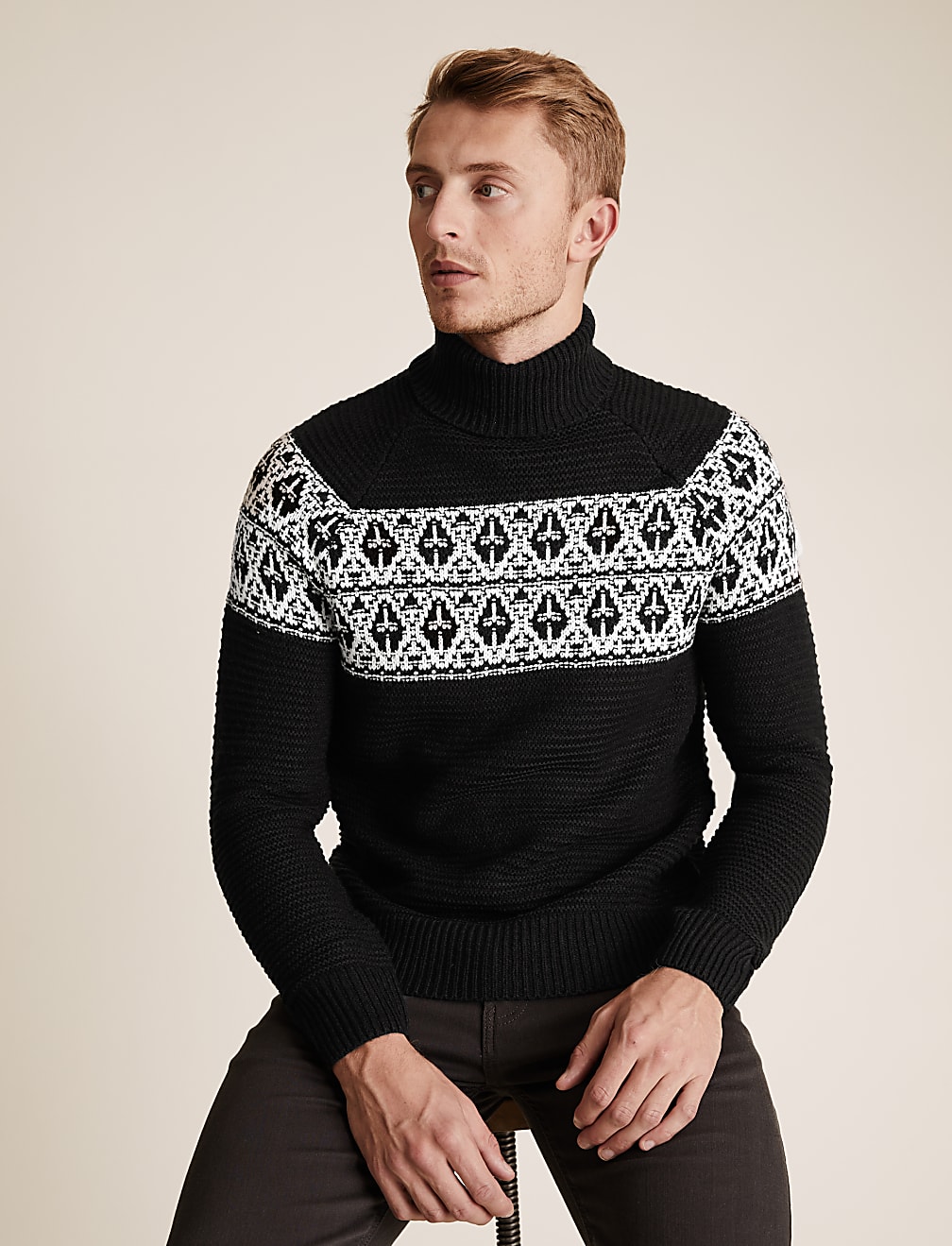 Fairisle Roll Neck Jumper