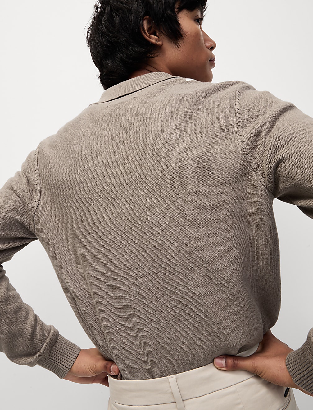 Pure Cotton Striped Knitted Polo Shirt