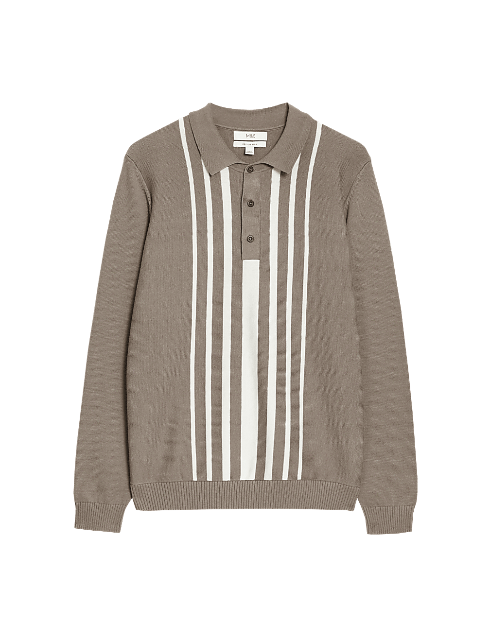 Pure Cotton Striped Knitted Polo Shirt