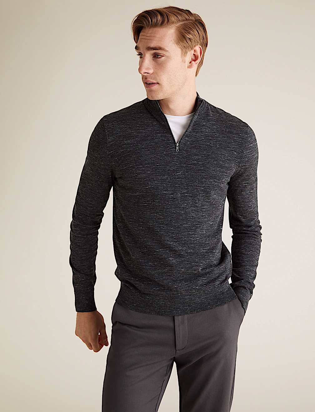 Cotton Rich Half Zip Jumper