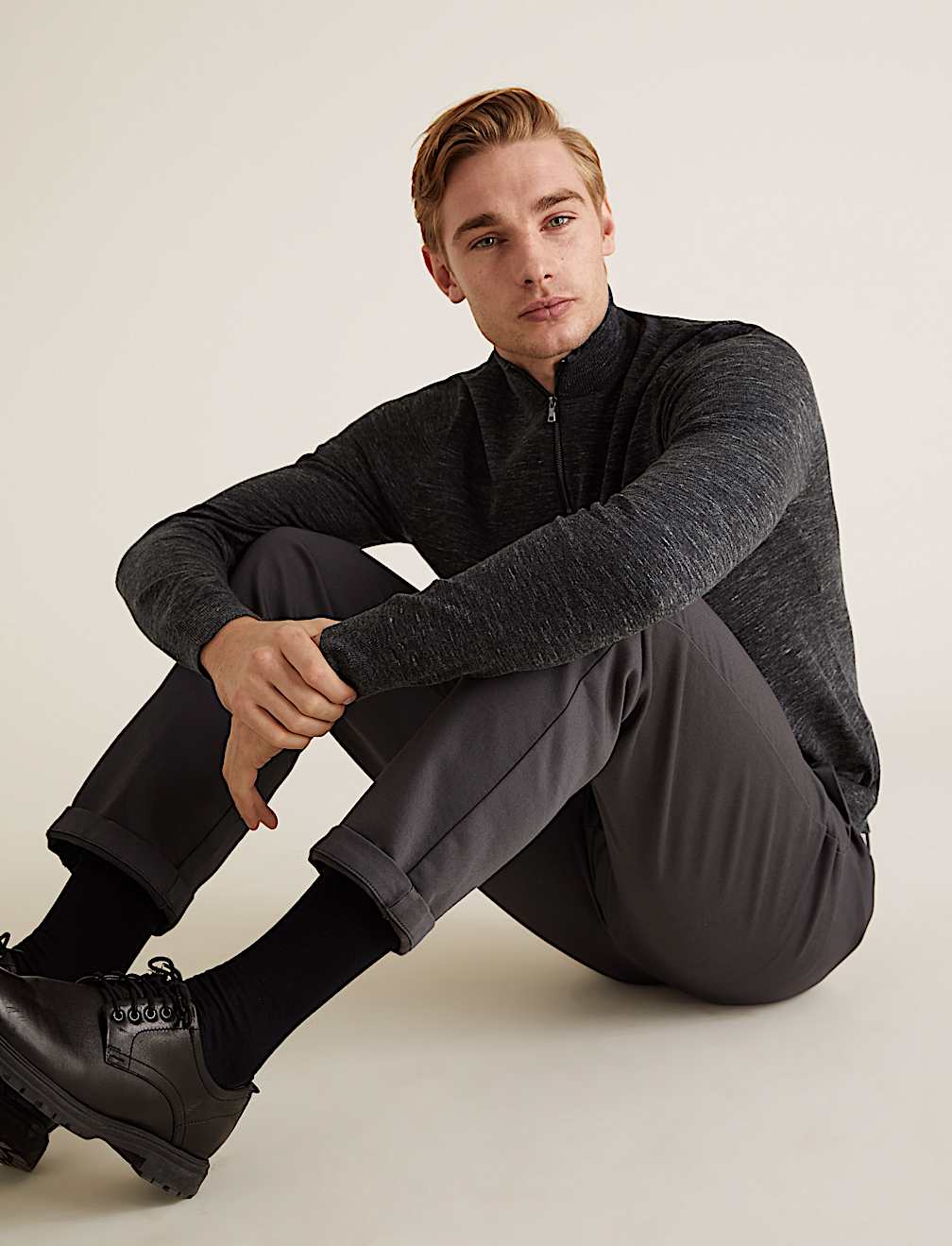 Cotton Rich Half Zip Jumper