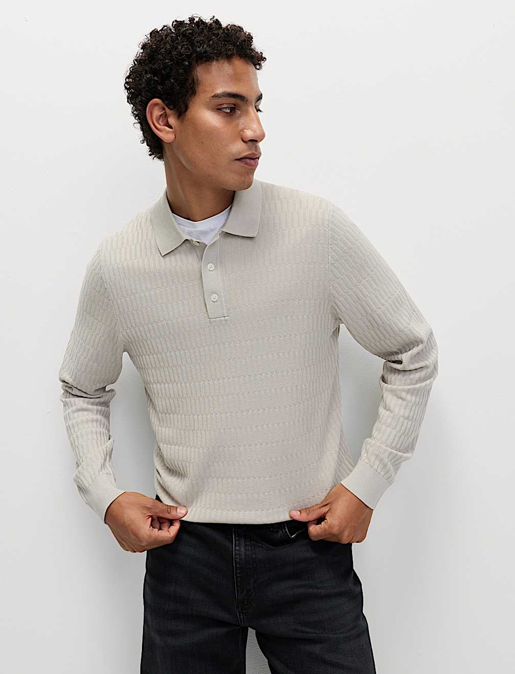 Cotton Modal Geometric Knitted Polo