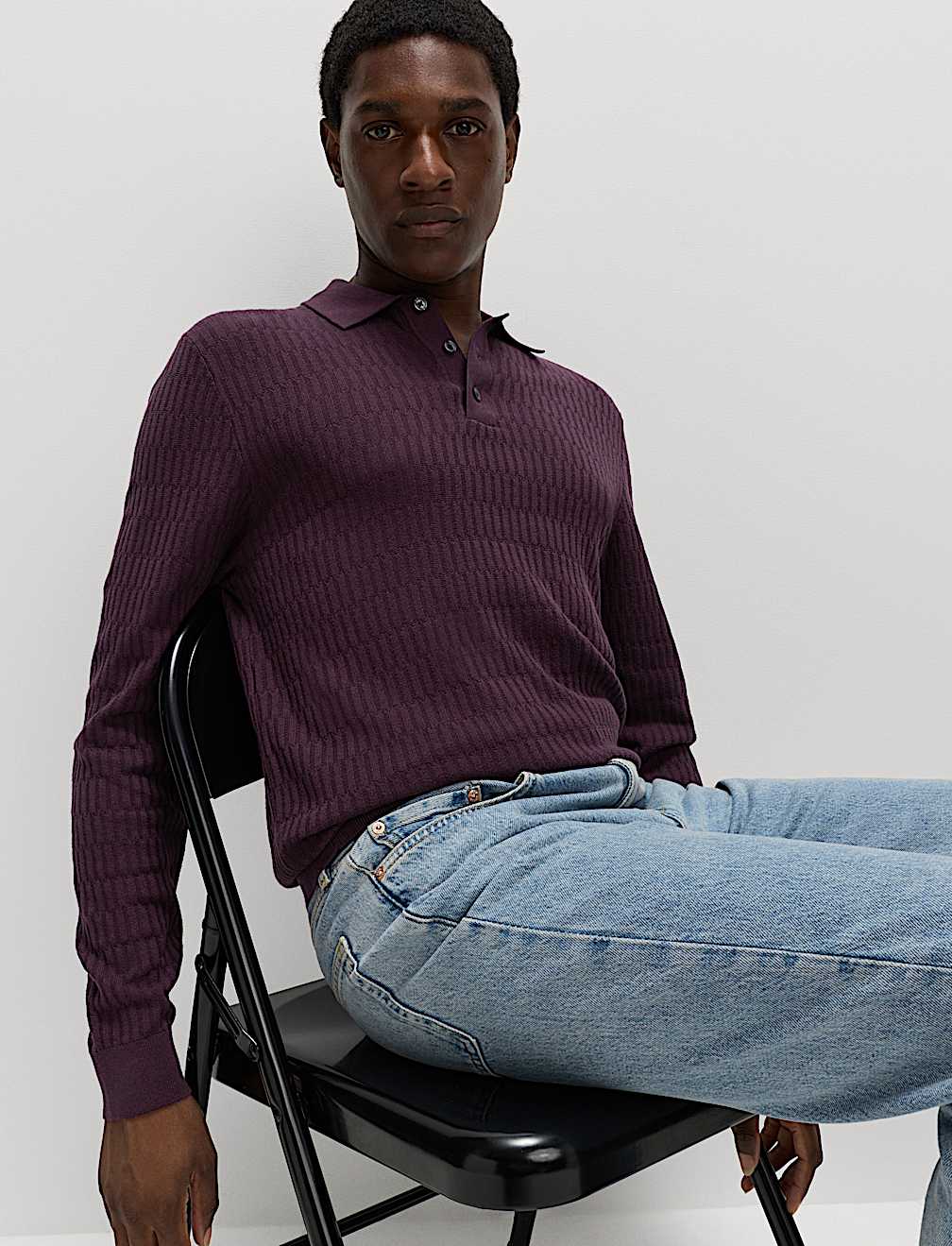 Cotton Modal Geometric Knitted Polo