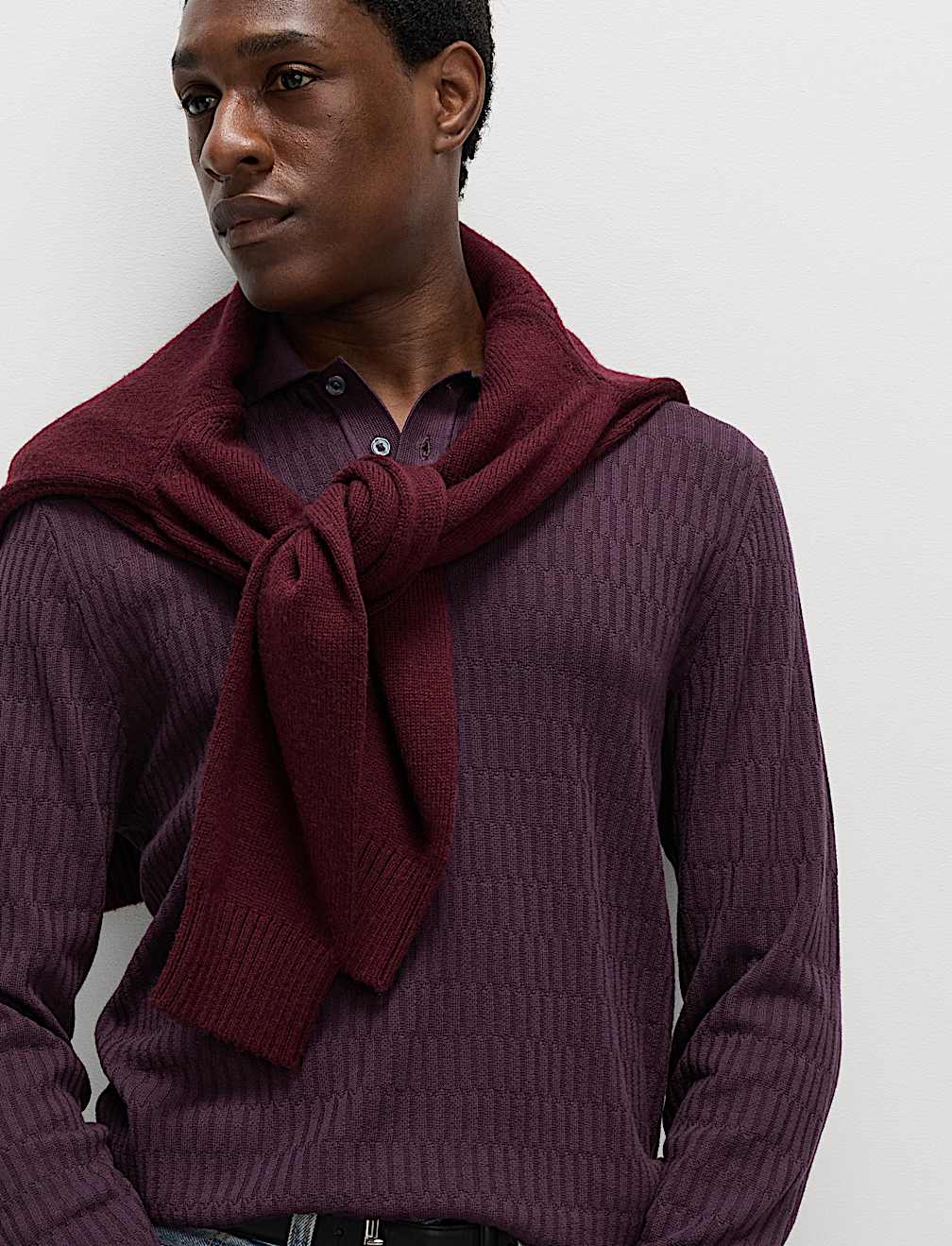 Cotton Modal Geometric Knitted Polo