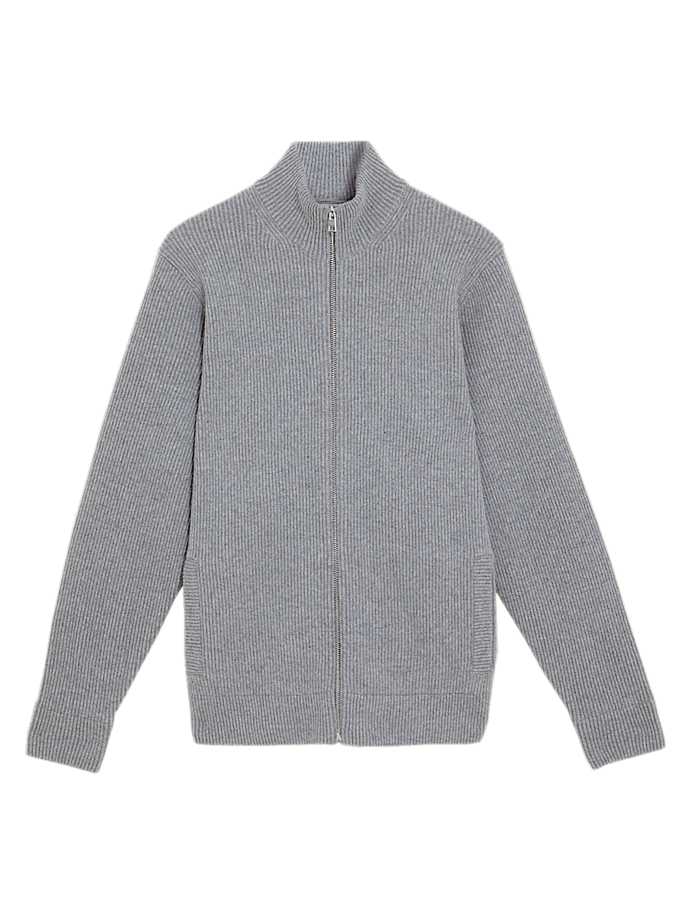 Wool Funnel Neck Knitted Jacket