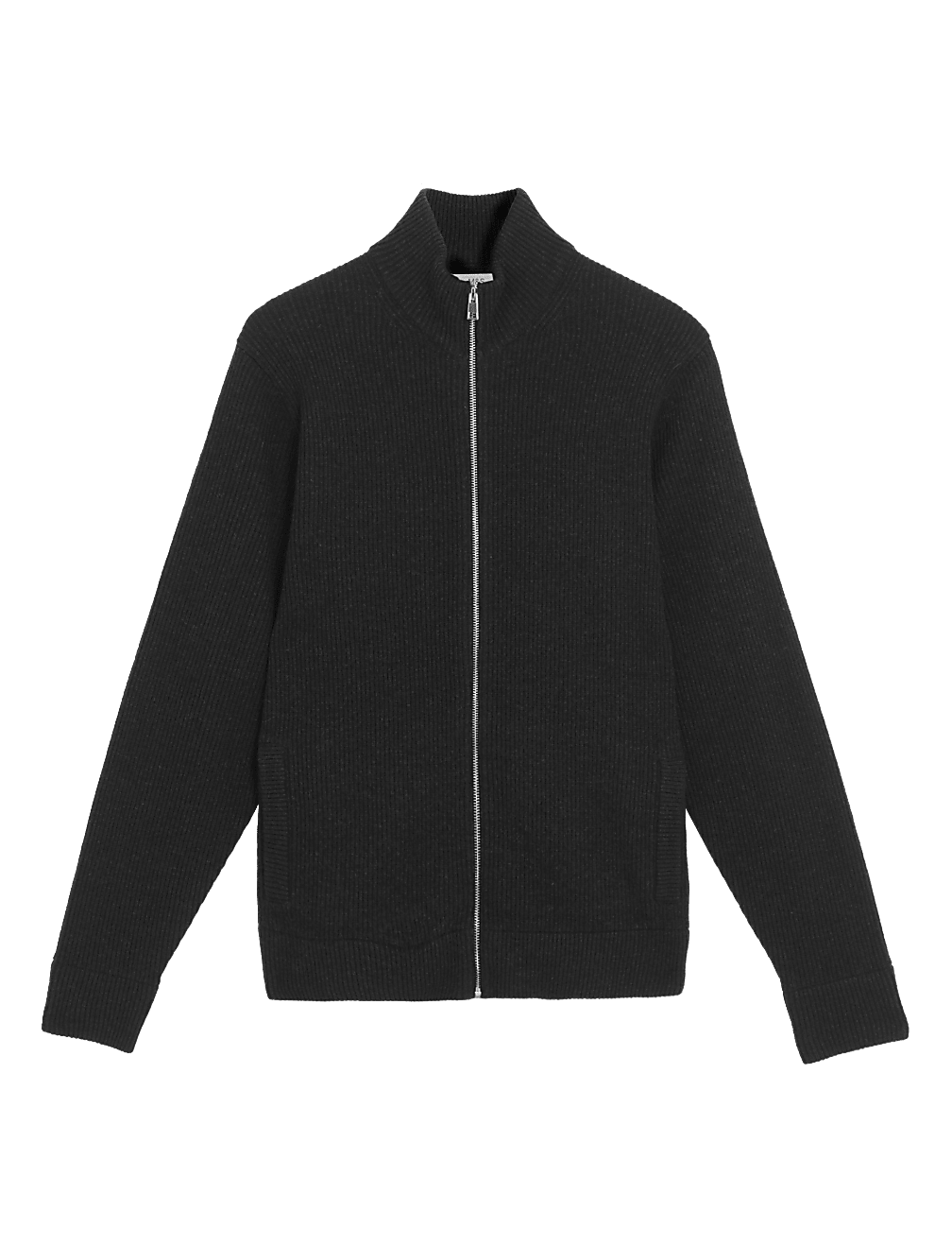 Wool Funnel Neck Knitted Jacket