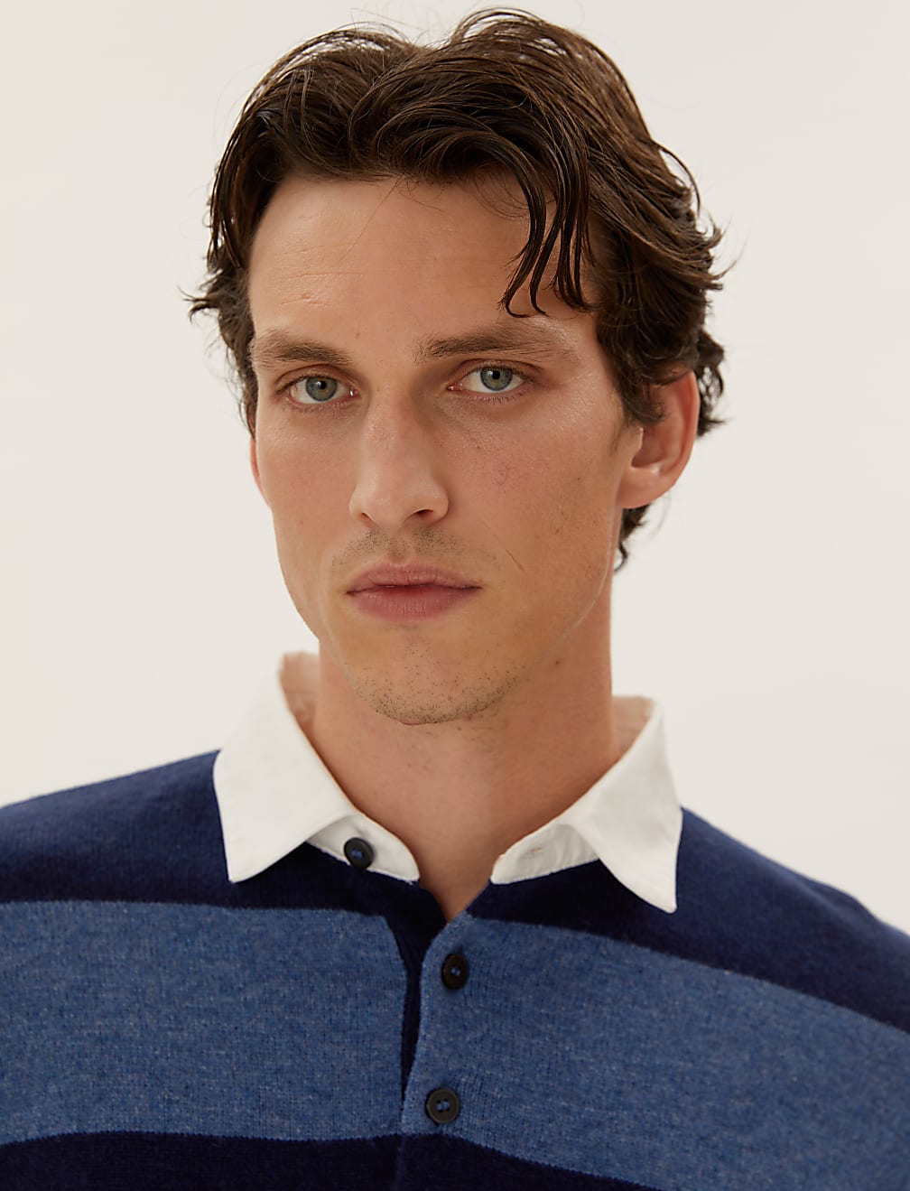 Pure Lambswool Striped Rugby Shirt