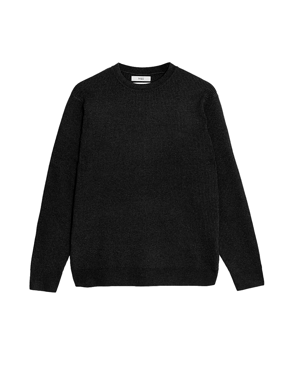Cotton Blend Textured Crew Neck Jumper