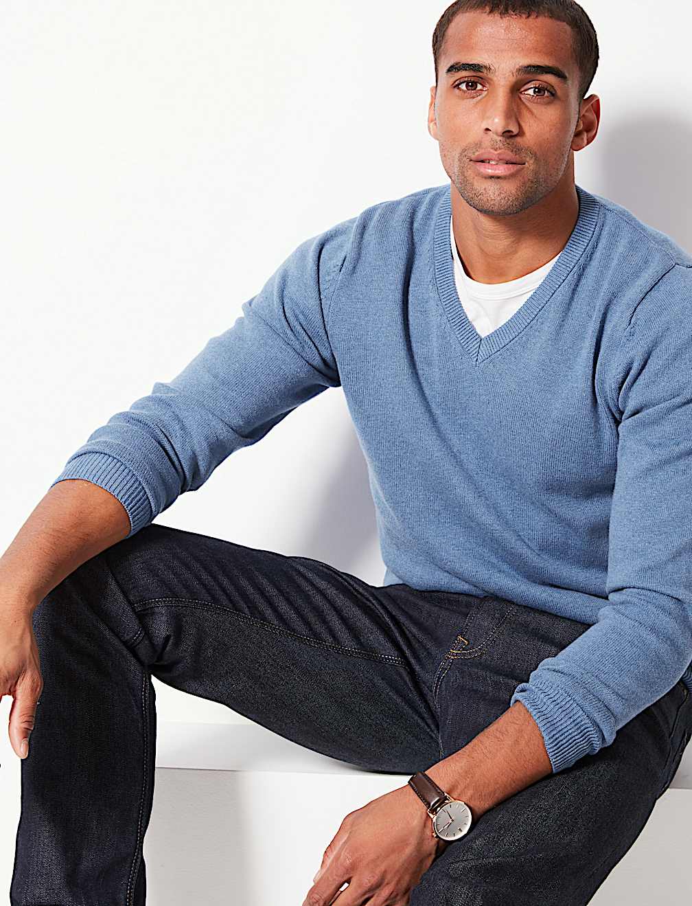 Pure Cotton V-Neck Jumper
