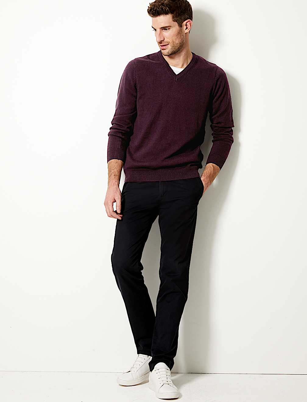 Pure Cotton V-Neck Jumper