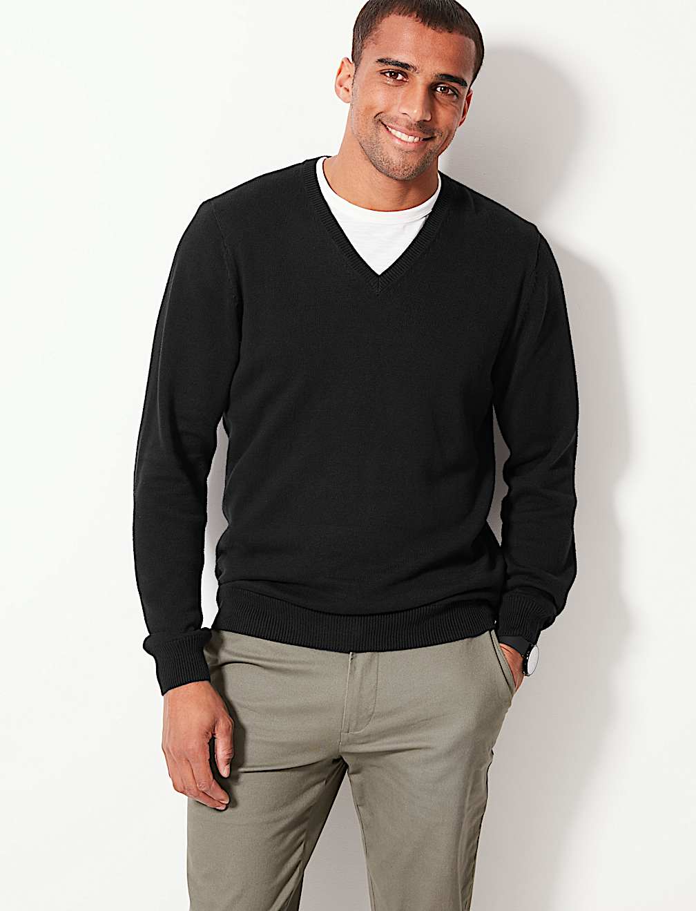 Pure Cotton V-Neck Jumper