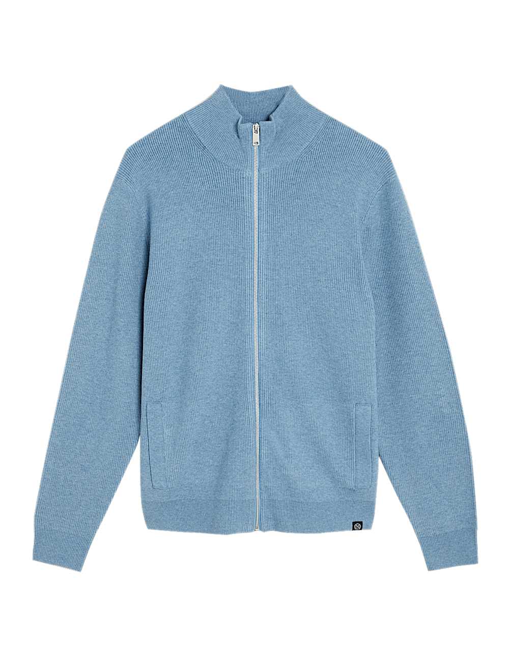 Cotton Blend Zip Up Knitted Jacket