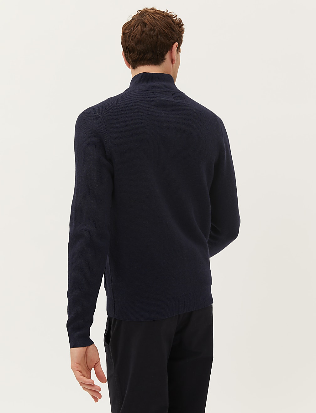 Cotton Blend Zip Up Knitted Jacket