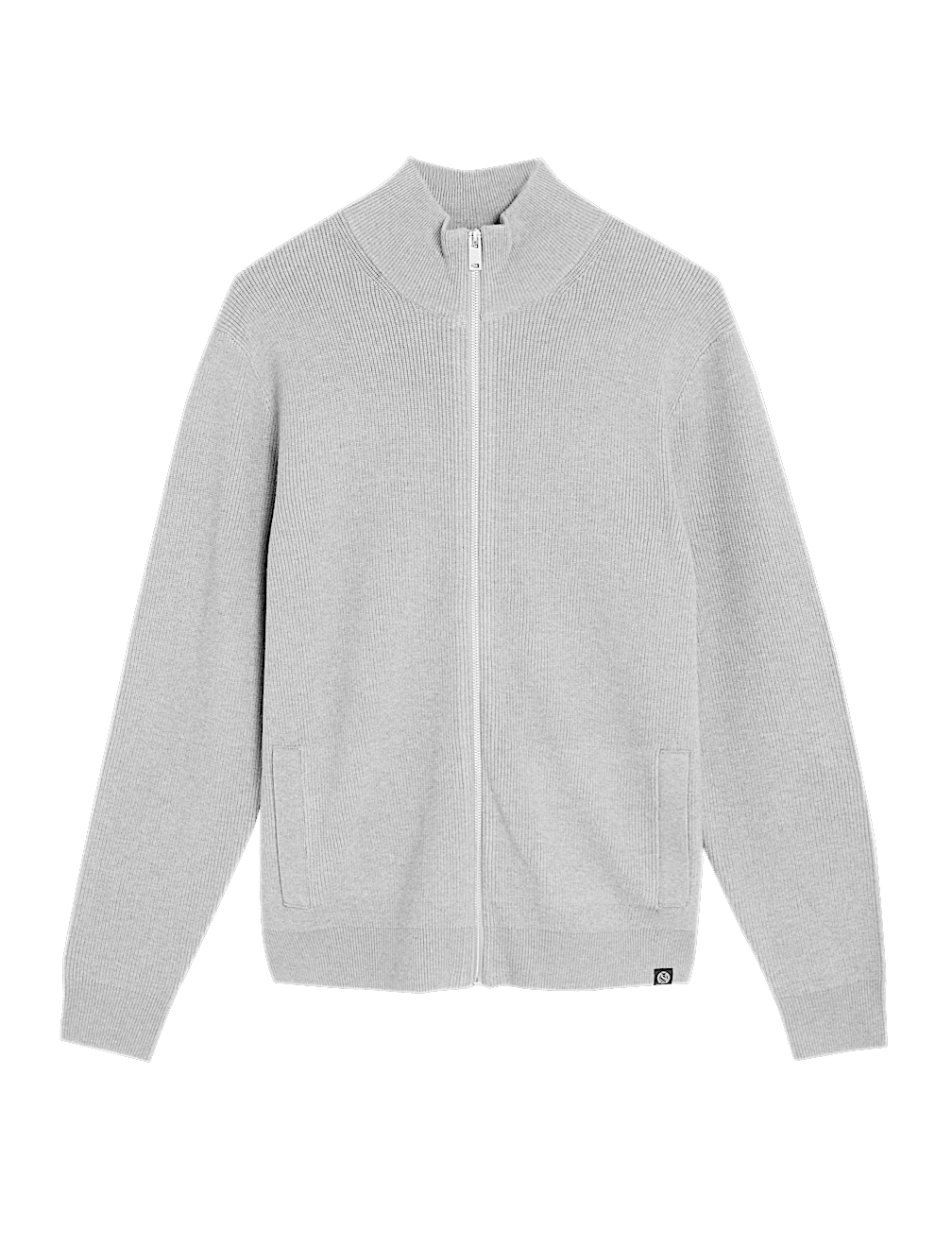 Cotton Blend Zip Up Knitted Jacket