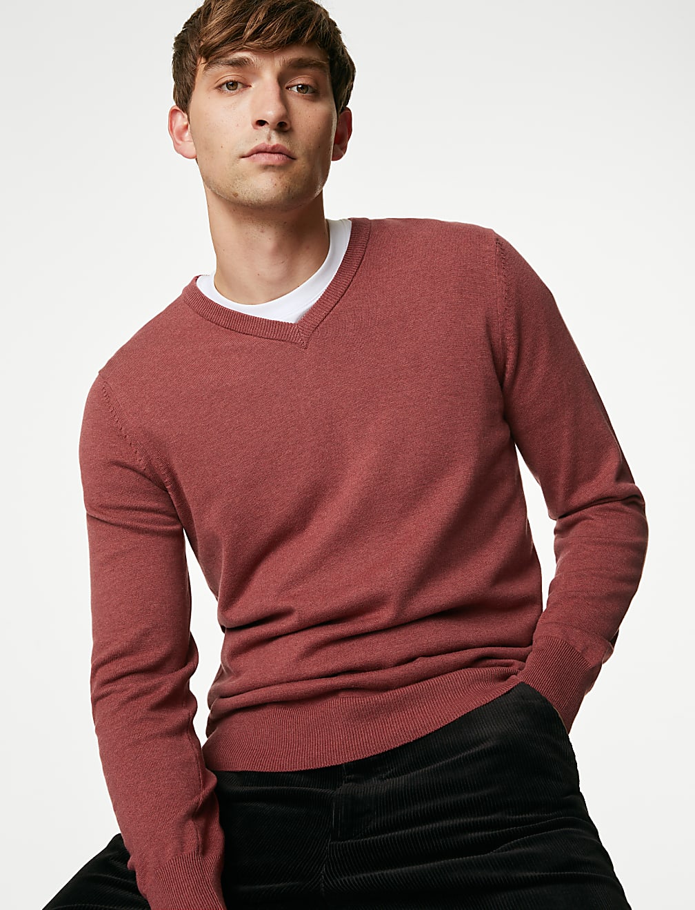 Pure Cotton V-Neck Jumper
