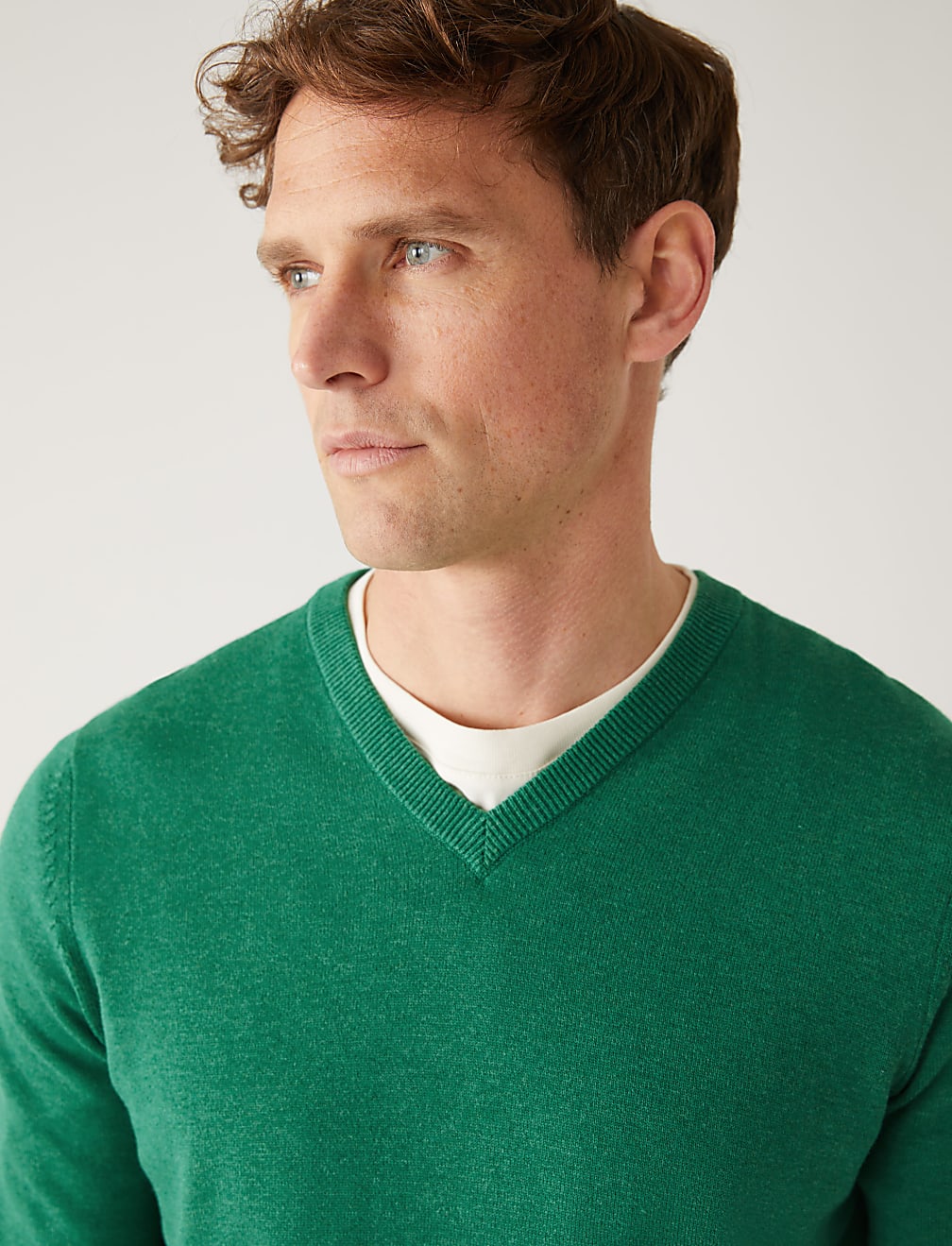 Pure Cotton V-Neck Jumper