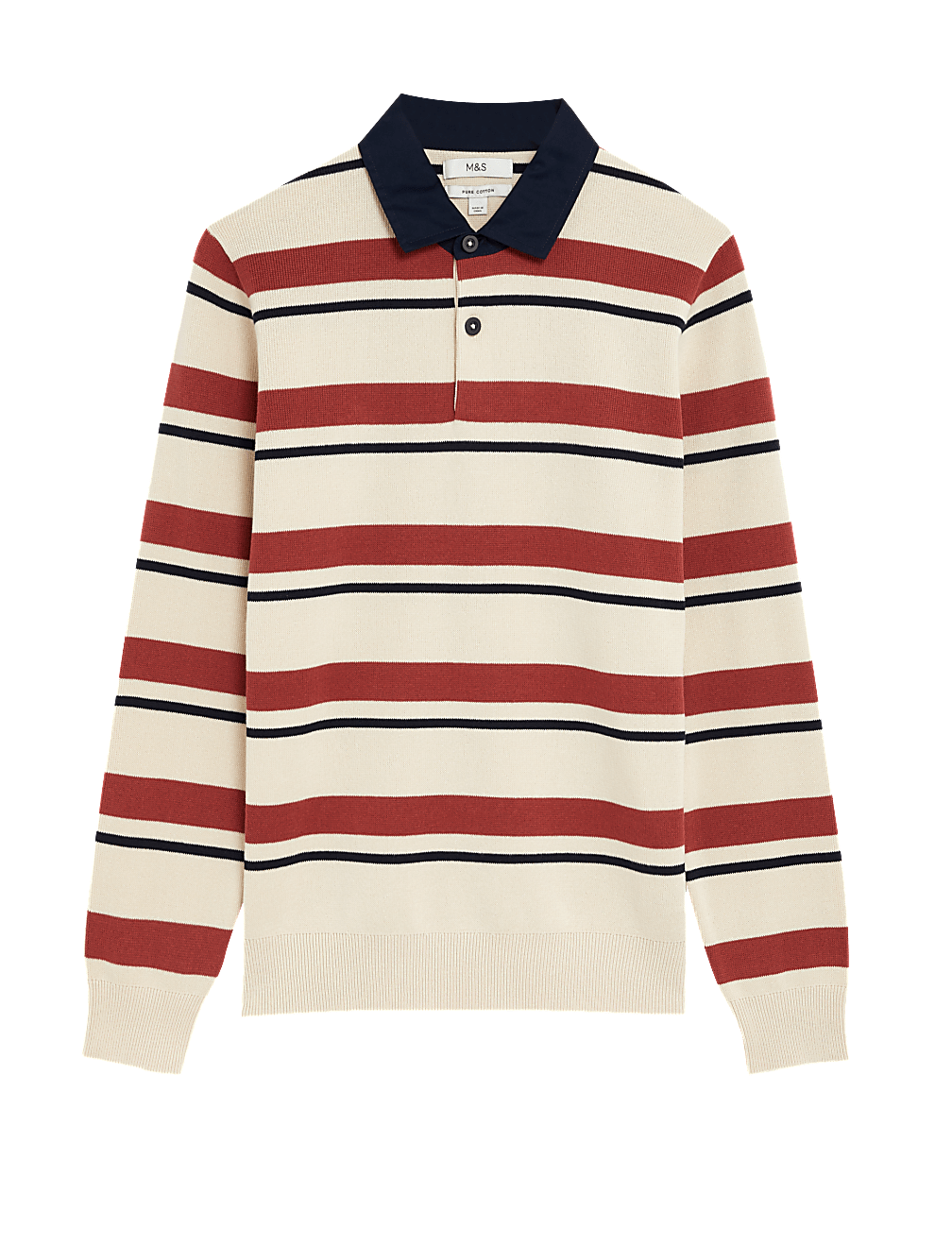 Pure Cotton Striped Knitted Rugby Shirt