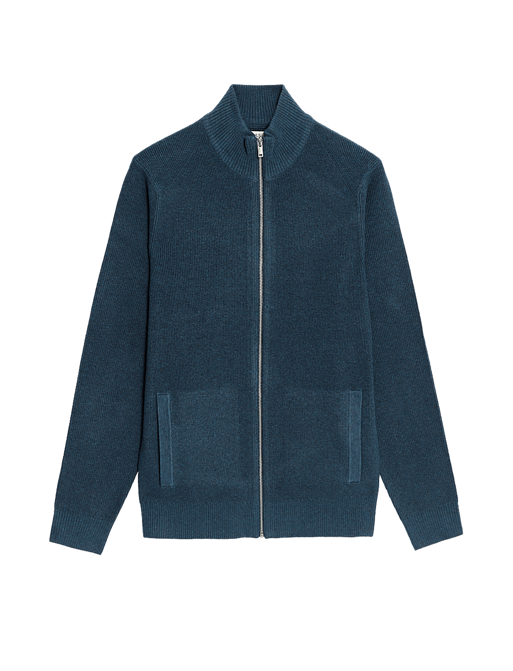 Cotton Blend Funnel Neck Zip Up Jumper