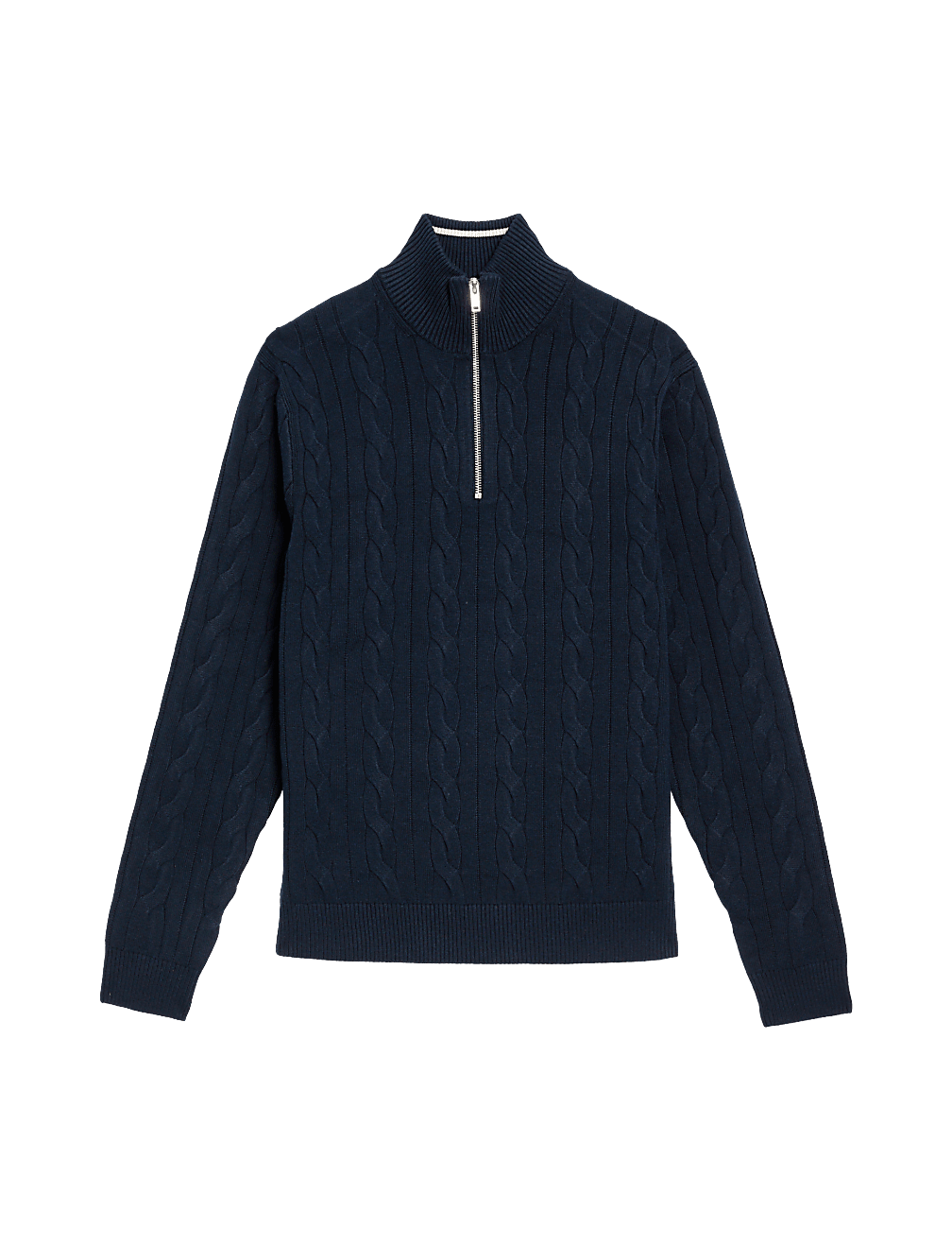 Cotton Blend Cable Funnel Neck Jumper