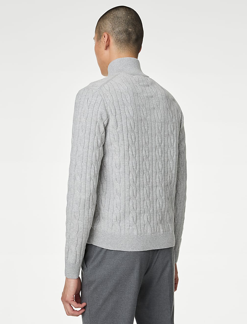 Cotton Blend Cable Funnel Neck Jumper