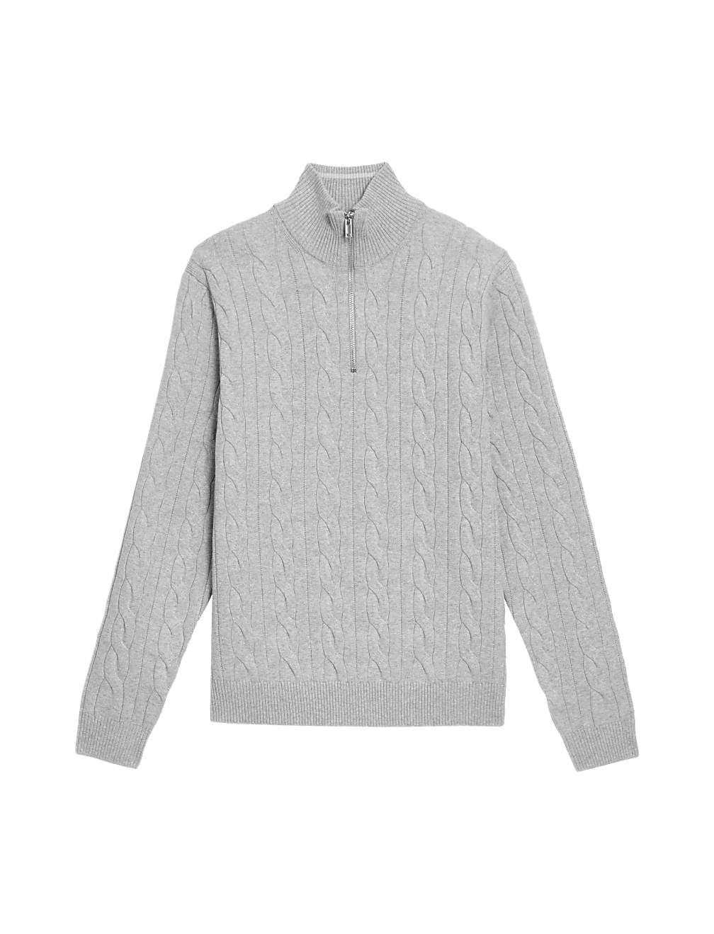Cotton Blend Cable Funnel Neck Jumper