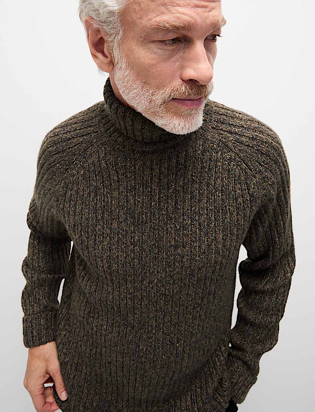 Cotton Rich Ribbed Roll Neck Jumper